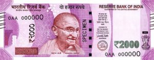 ₹2000 rupee currency note.