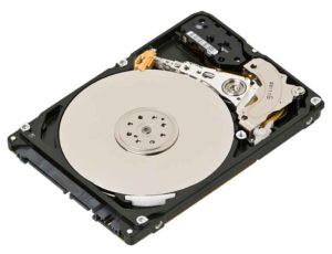 Laptop hard drive exposed